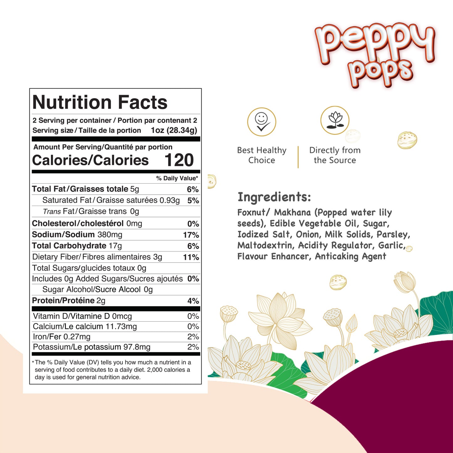 Peppy Pops Creamy Onion Roasted Foxnuts - 2 oz (57 g)