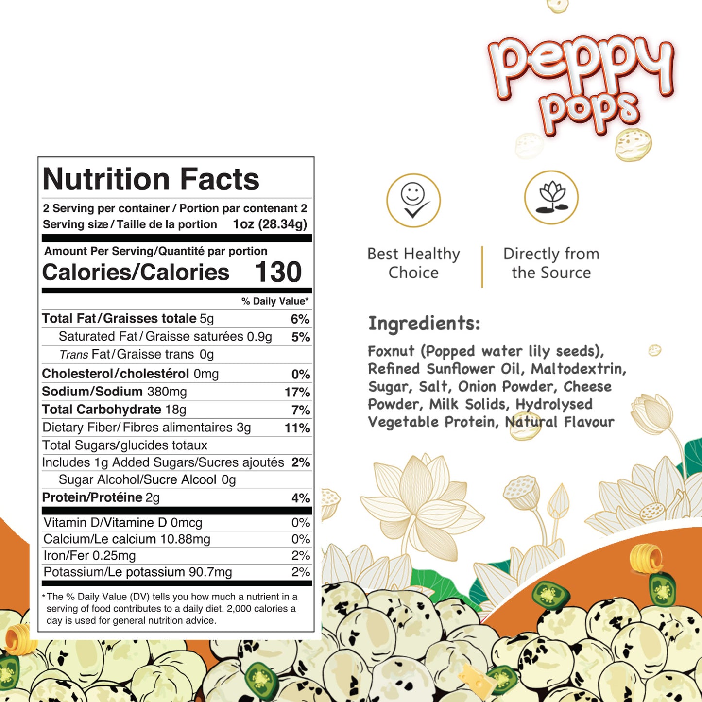 Peppy Pops Jalapeno Cheesy Roasted Foxnuts - 2 oz (57 g)