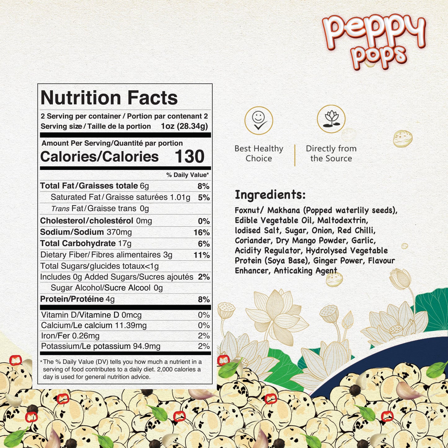 Peppy Pops Magical Masala Roasted Foxnuts - 2 oz (57 g)