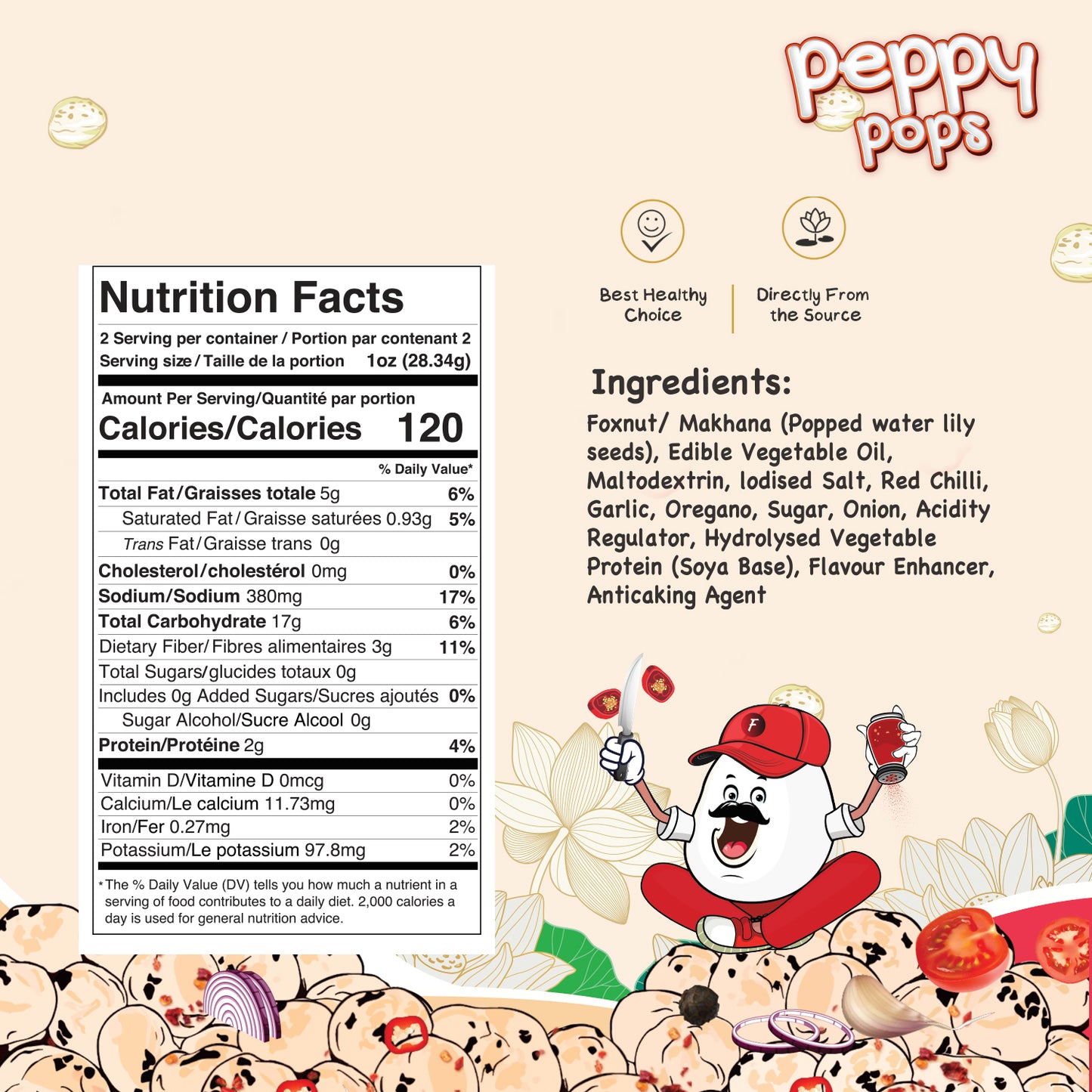 Peppy Pops Peri-Peri Roasted Foxnuts - 2 oz (57 g)