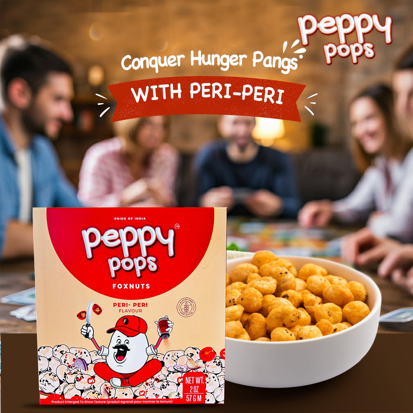 Peppy Pops Peri-Peri Roasted Foxnuts - 2 oz (57 g)