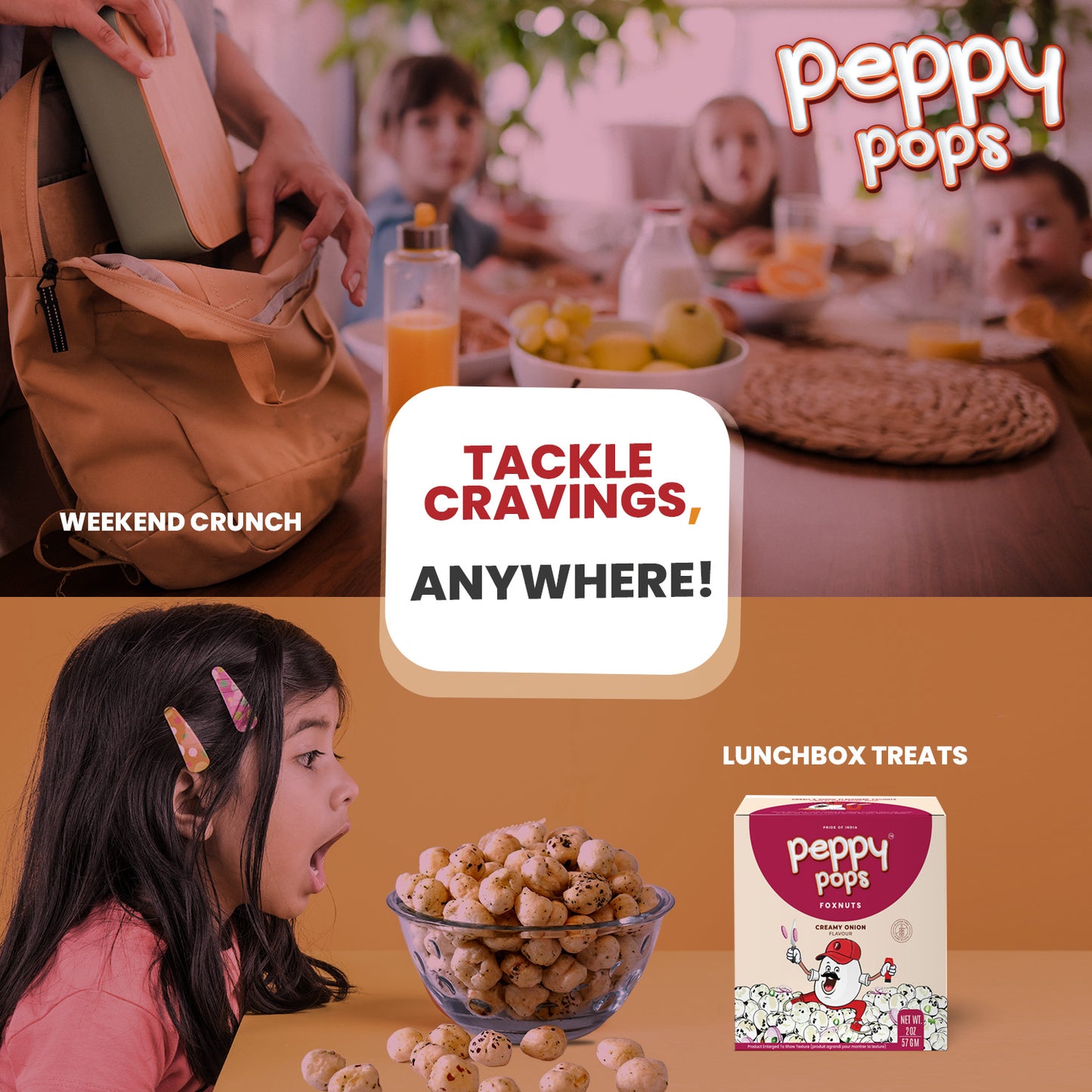 Peppy Pops Creamy Onion Roasted Foxnuts - 2 oz (57 g)