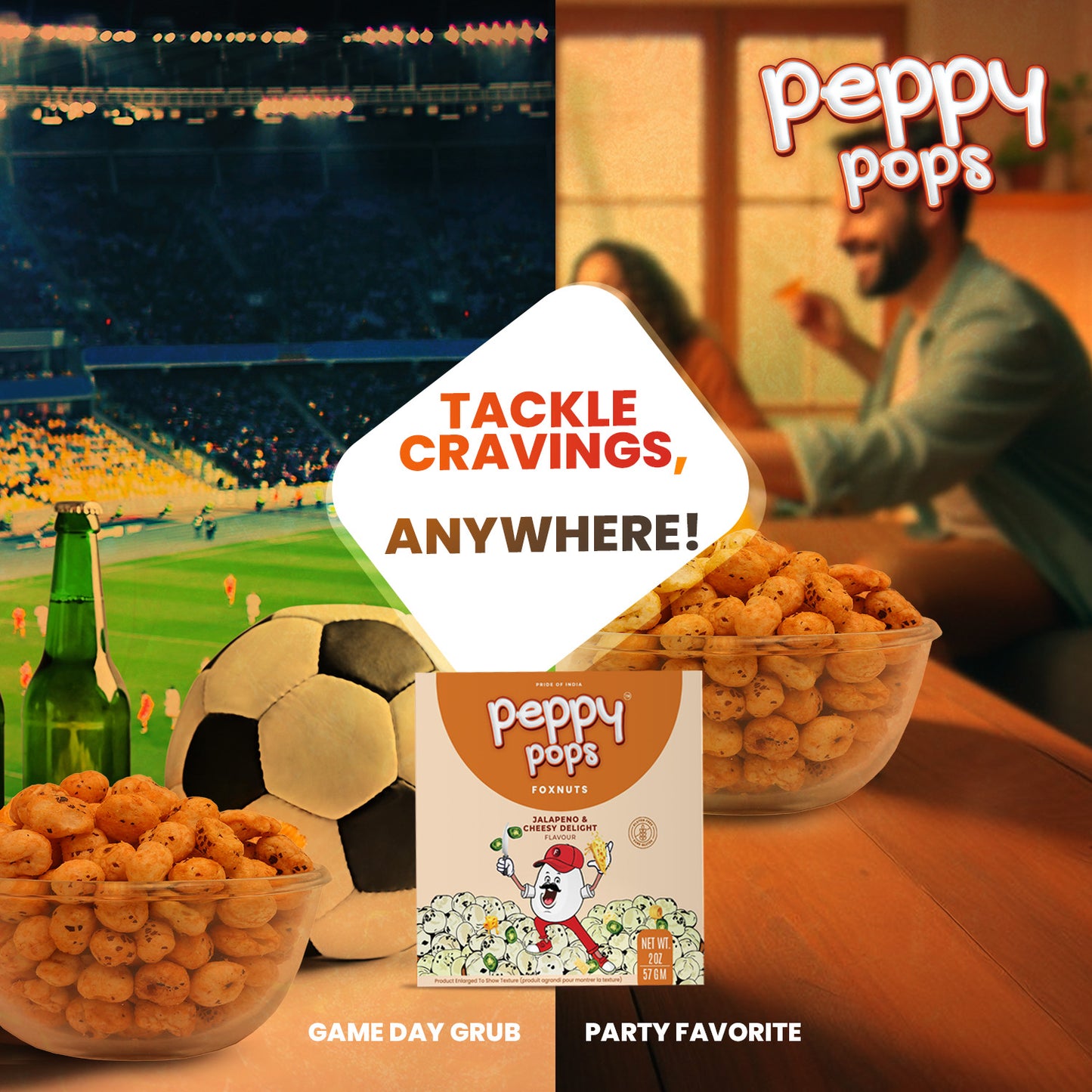 Peppy Pops Jalapeno Cheesy Roasted Foxnuts - 2 oz (57 g)