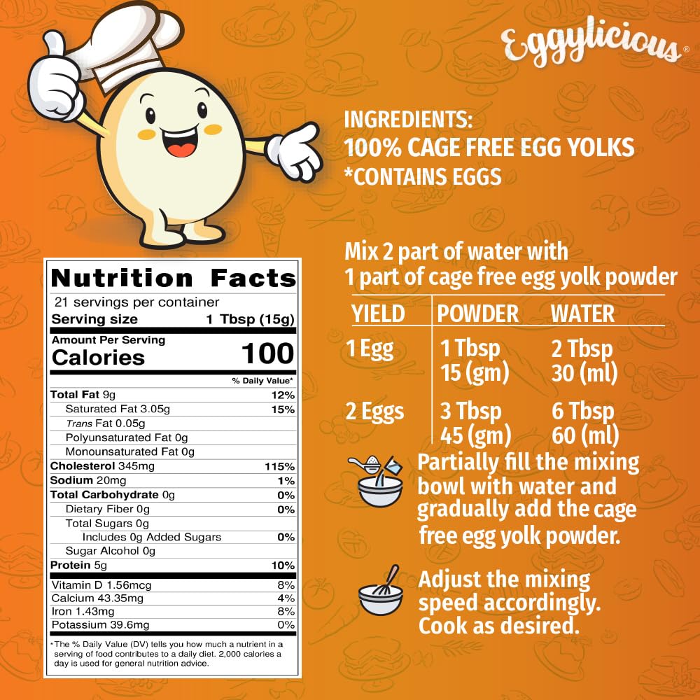 Eggylicious Cage-Free Egg Yolk Powder 11 oz (312 gm)