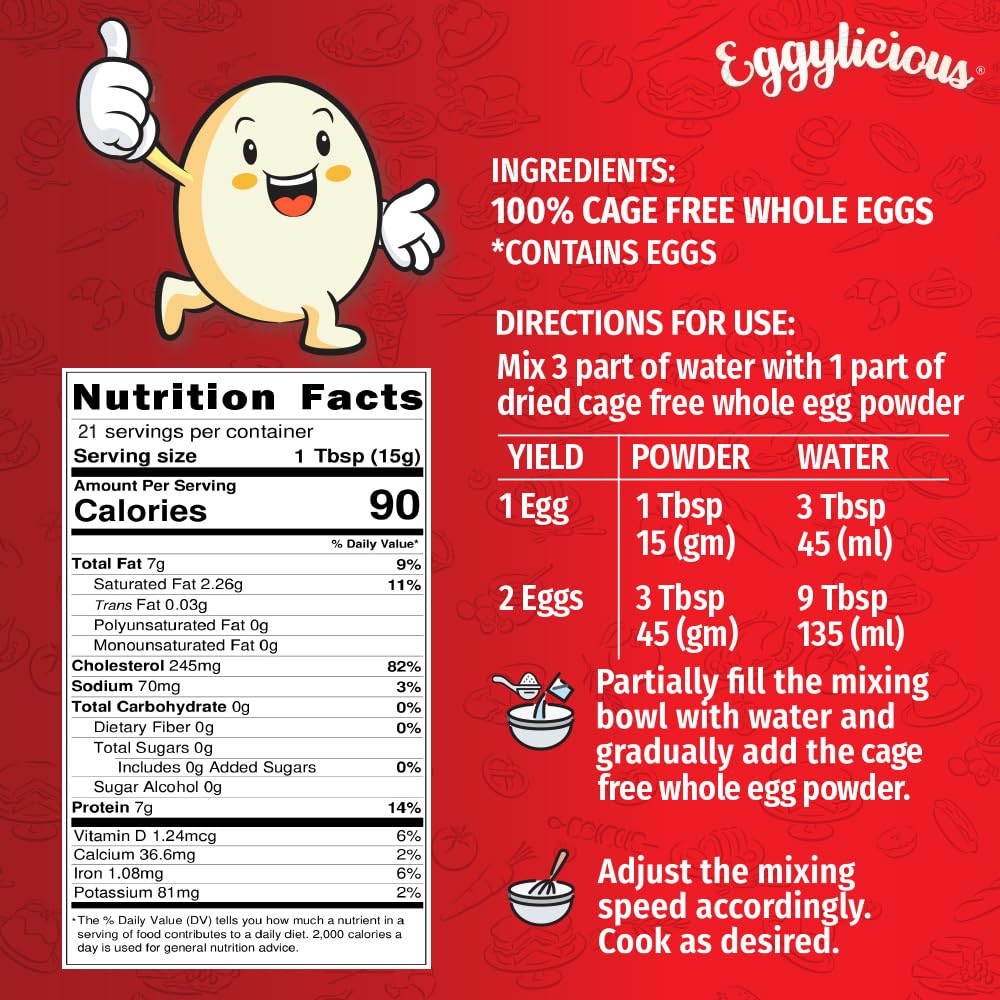 Eggylicious Cage-Free Whole Egg Powder 11 oz (312 gm)
