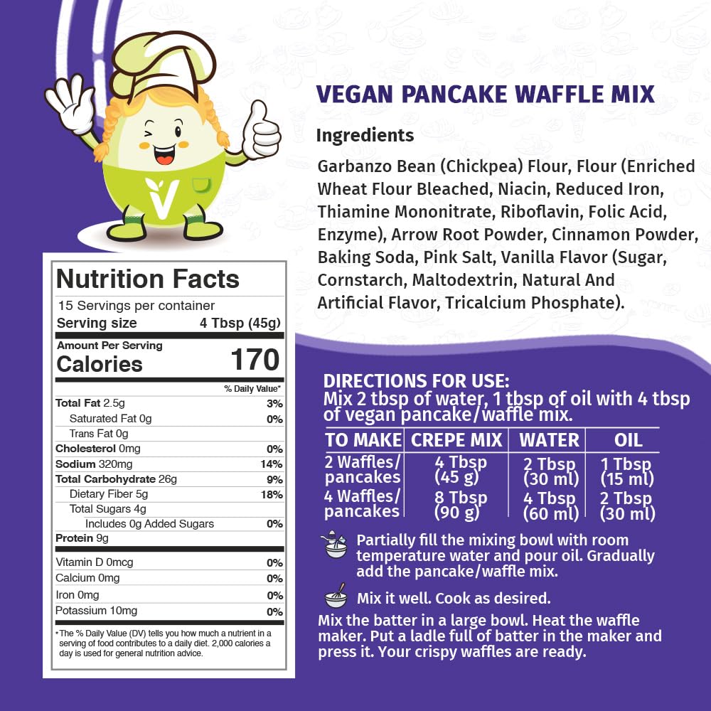 Eggylicious Vegan Pancake / Waffle Mix - 1 lbs 8 oz (680 gm)