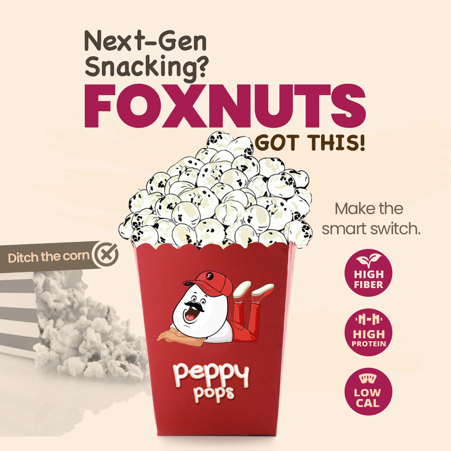 Peppy Pops Creamy Onion Roasted Foxnuts - 2 oz (57 g)