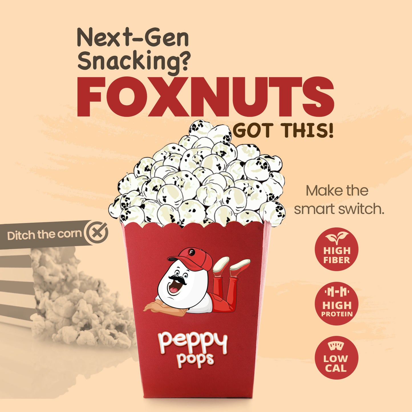 Peppy Pops Jalapeno Cheesy Roasted Foxnuts - 2 oz (57 g)