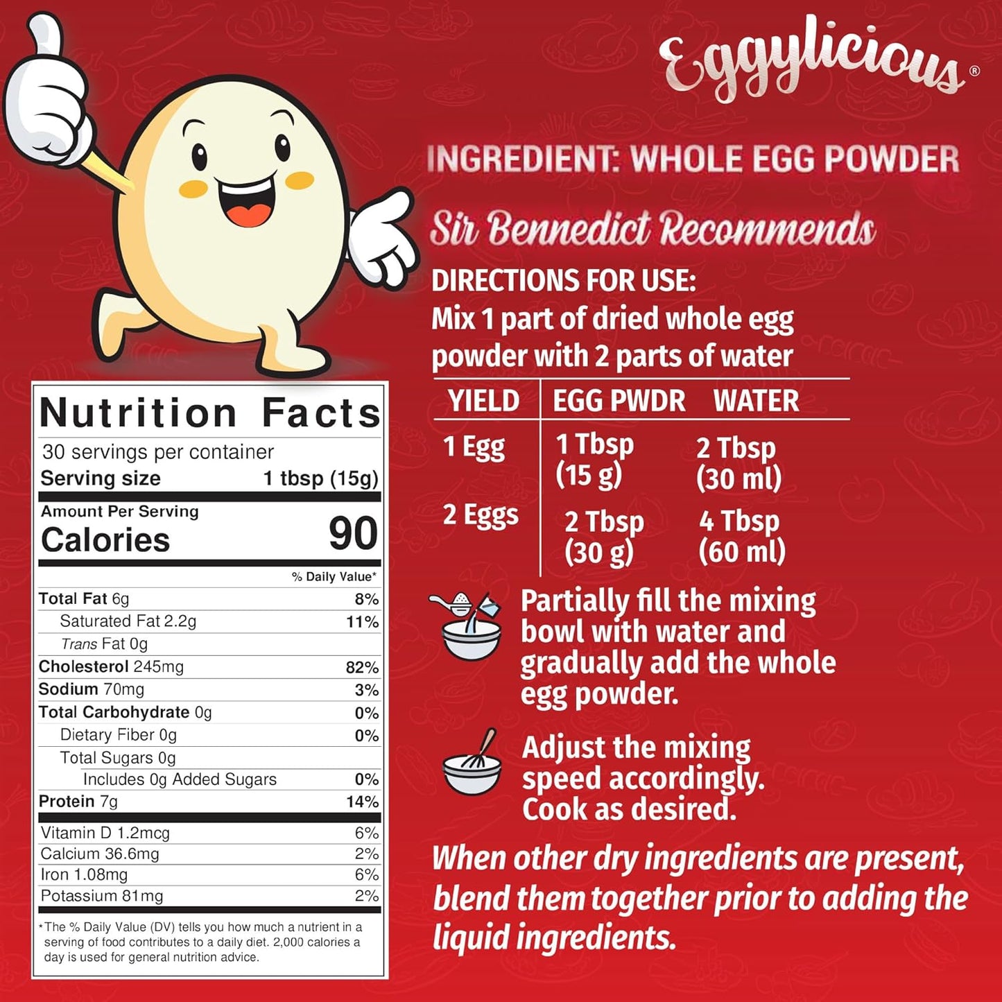 Eggylicious Whole Egg Powder - 1 lbs (16 oz)