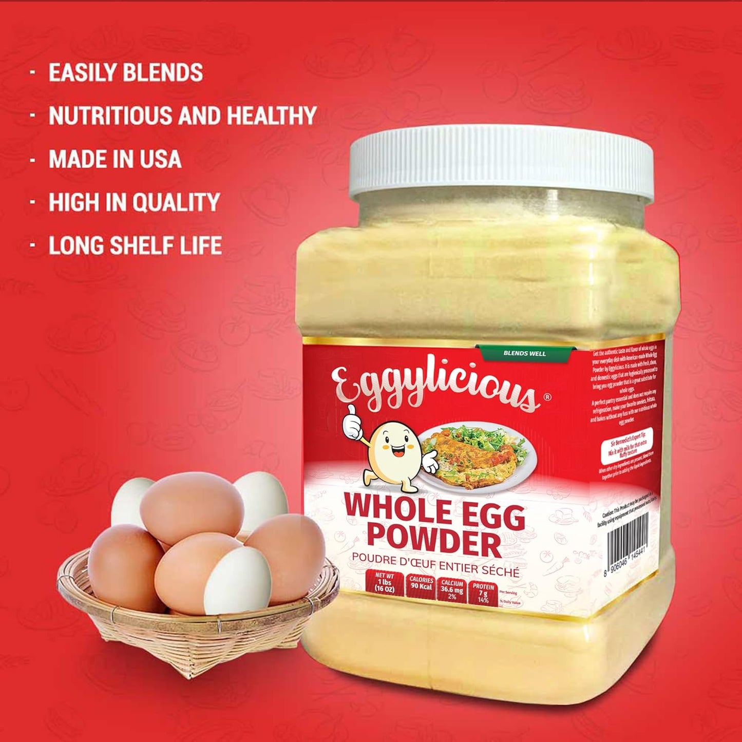 Eggylicious Whole Egg Powder - 1 lbs (16 oz)