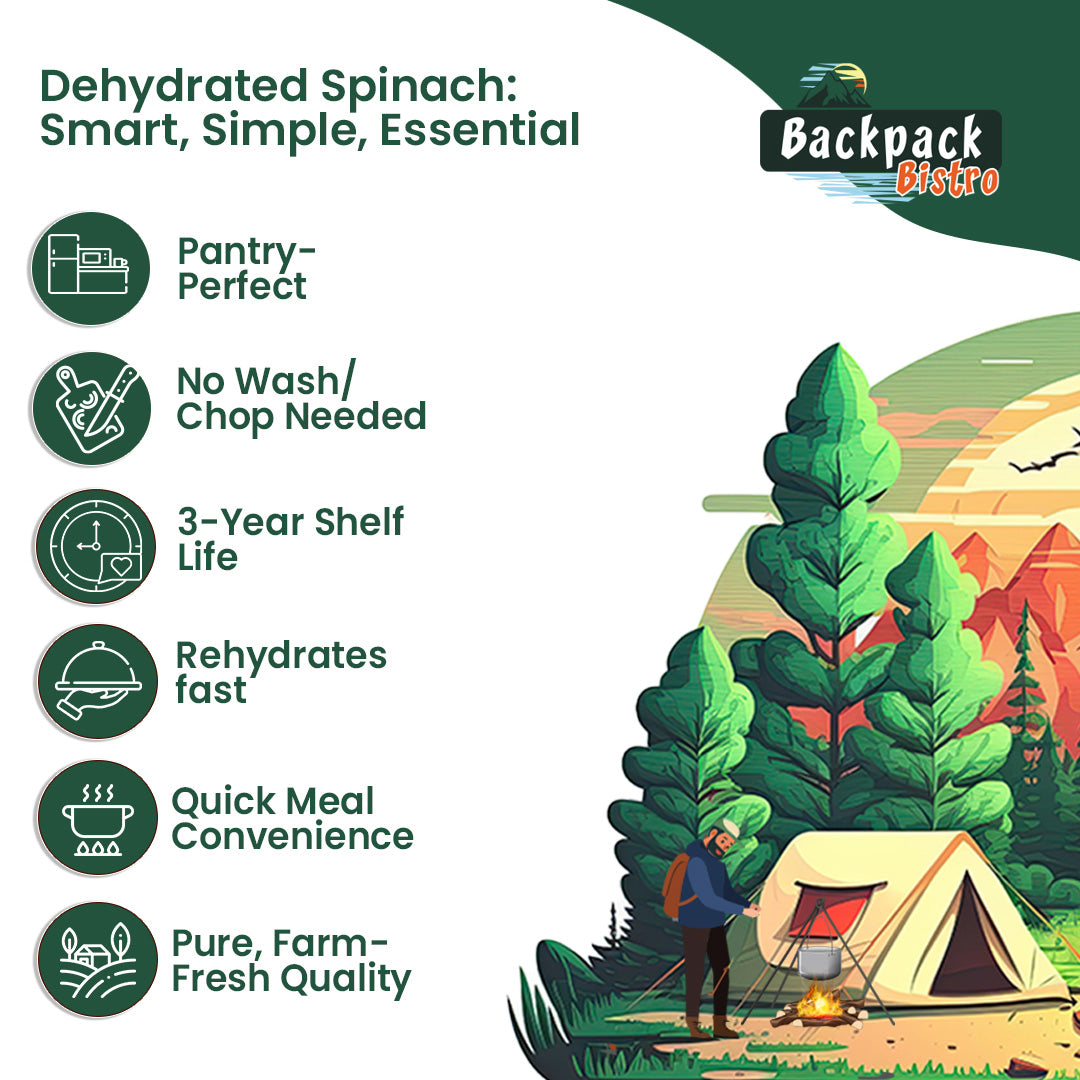 Backpack Bistro Dehydrated Finely Chopped Spinach 5.99 oz (170 g)